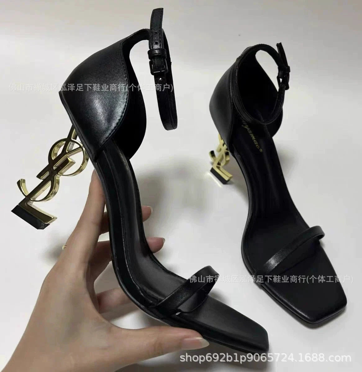 2025 selling European and American high heels with buckle and letter design