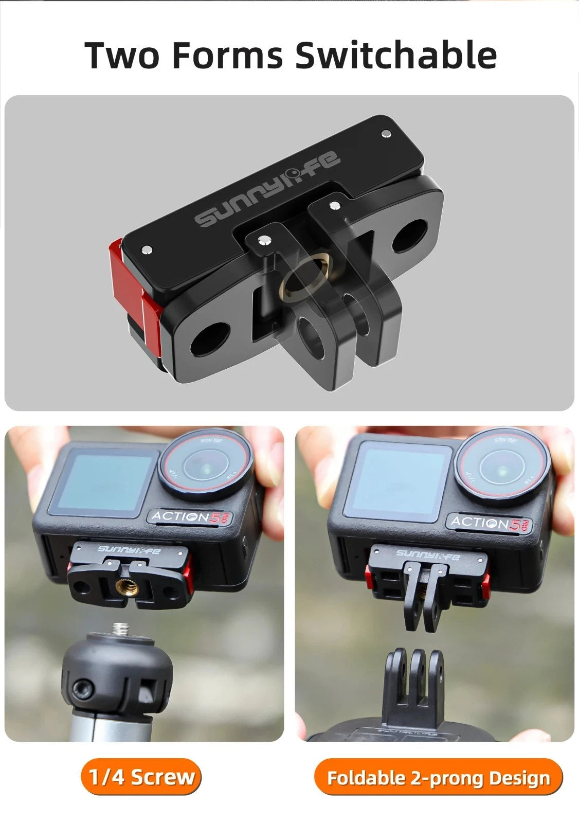 Magnetic Quick Release Mount 1/4" Adapter for DJI Osmo 360 / Action 5 Pro 4 3