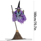Flying Witch Decoration with Scary Sounds & Lights Halloween Flying Witch Decor