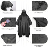 3in1 Multifunction Raincoat Poncho Adults Waterproof Reusable Rain Capes Camping