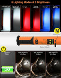 Rechargeable Work Light Bar 3000LM, Magnetic Hook, 6 Modes for Garage Car Use