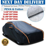 Waterproof 6 Layer Car Cover Heavy Duty Cotton Lined UV Protection - Size Large