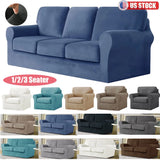 1/2/3 Seater Sofa Velvet Stretch Sofa Slipcover with Cushion & Backrest Cover