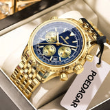 Mens Military Watch Waterproof Luminous Chronograph Stainless Steel Wristwatch