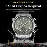 Mens Military Watch Waterproof Luminous Chronograph Stainless Steel Wristwatch