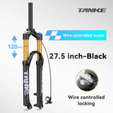 Bike Fork Rebound Adjustable MTB Air Front Suspension 26/27.5/29 Inch 120Mm