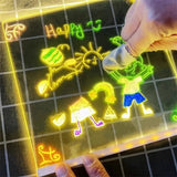 DIY Light Up Message Board Acrylic Rewritable Drawing Lamp Kids Writing Painting