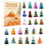Sea Glass Christmas Tree Advent Calendar, Handmade Miniature Christmas Tree,,