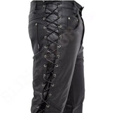 Men's Pants Bikers Side Laces Jean Style Handmade Motorbike Trouser