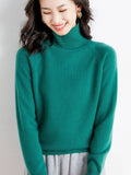 Women Autumn Winter Turtleneck Sweater Slim Solid Knitted Cashmere Pullover UK
