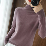 Women Autumn Winter Turtleneck Sweater Slim Solid Knitted Cashmere Pullover UK