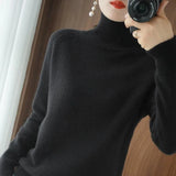 Women Autumn Winter Turtleneck Sweater Slim Solid Knitted Cashmere Pullover UK
