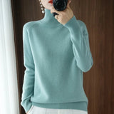 Women Autumn Winter Turtleneck Sweater Slim Solid Knitted Cashmere Pullover UK