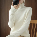 Women Autumn Winter Turtleneck Sweater Slim Solid Knitted Cashmere Pullover UK