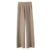 Womens Wool & Cashmere Wide Leg Tracksuit Bottoms Joggers Trousers Loungewear UK