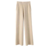 Womens Wool & Cashmere Wide Leg Tracksuit Bottoms Joggers Trousers Loungewear UK