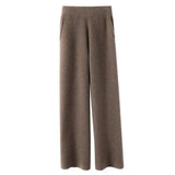 Womens Wool & Cashmere Wide Leg Tracksuit Bottoms Joggers Trousers Loungewear UK
