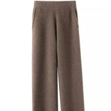Womens Wool & Cashmere Wide Leg Tracksuit Bottoms Joggers Trousers Loungewear UK