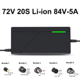 72V Charger 5A 20S Lithium-Ion Battery Pack Charger 84V 5A Intelligent Fast Chrg