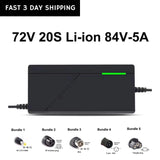 72V Charger 5A 20S Lithium-Ion Battery Pack Charger 84V 5A Intelligent Fast Chrg
