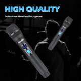 Wireless Microphone System 4-Channel UHF Cordless Mic Set With 4 Handheld Mics