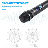Wireless Microphone System 4-Channel UHF Cordless Mic Set With 4 Handheld Mics