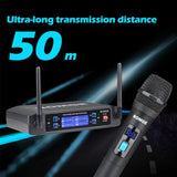 Wireless Microphone System 4-Channel UHF Cordless Mic Set With 4 Handheld Mics