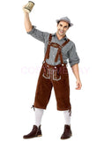 Oktoberfest Bavarian German Mens lederhosen Beer Costume Shirt Shorts Hat Outfit
