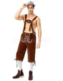 Oktoberfest Bavarian German Mens lederhosen Beer Costume Shirt Shorts Hat Outfit