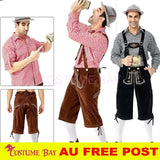 Oktoberfest Bavarian German Mens lederhosen Beer Costume Shirt Shorts Hat Outfit