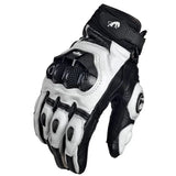 White Black Motorbike Motorcycle Gloves Leather Waterproof Thermal Winter Summer