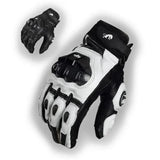 White Black Motorbike Motorcycle Gloves Leather Waterproof Thermal Winter Summer