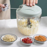 Pull String Hand Chopper Manual Food Processor To Slice Blue900ml Uk Stock