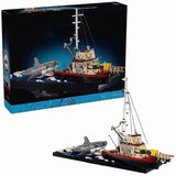 2024 New 21350 Jaws Diorama Boat Shark Pirate Ship Building Blocks Fishing Boat