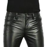 Mens Black Leather Trousers Motorbike Motorcycle Jeans Biker Cowhide Soft Pants