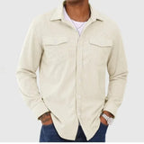Men's Shirts Casual Long Sleeve Overshirt Button Down Shacket Jacket with Pocket