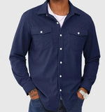 Men's Shirts Casual Long Sleeve Overshirt Button Down Shacket Jacket with Pocket