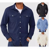 Men's Shirts Casual Long Sleeve Overshirt Button Down Shacket Jacket with Pocket