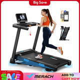 MERACH T12 Foldable Treadmill with Auto Incline 15%, 0.8-12 km/H Walking Pad App