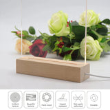 Wooden LED Light Display Base USB Stand Crystal Acrylic Plate Resin Art Decor