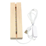 Wooden LED Light Display Base USB Stand Crystal Acrylic Plate Resin Art Decor