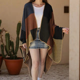 Ladies Women Knitted Cape Blanket Winter Wrap Poncho Open Front Shawl