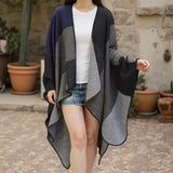 Ladies Women Knitted Cape Blanket Winter Wrap Poncho Open Front Shawl