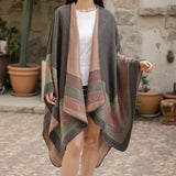 Ladies Women Knitted Cape Blanket Winter Wrap Poncho Open Front Shawl
