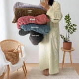 Women Ladies Winter Extra Long Crew Neck Dressing Gown Fleece Warm Pyjamas Soft