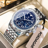 Luminous Waterproof Men's Chronograph Watch 40mm Stainless Steel Quartz Casual