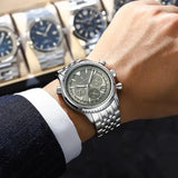 Luminous Waterproof Men's Chronograph Watch 40mm Stainless Steel Quartz Casual
