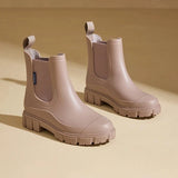 Womens Waterproof Chelsea Rain Boots Non-Slip Elastic Ankle Shoes Outdoor-Indoor