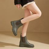 Womens Waterproof Chelsea Rain Boots Non-Slip Elastic Ankle Shoes Outdoor-Indoor