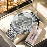 Mens Military Watch Waterproof Luminous Chronograph Stainless Steel Wristwatch
